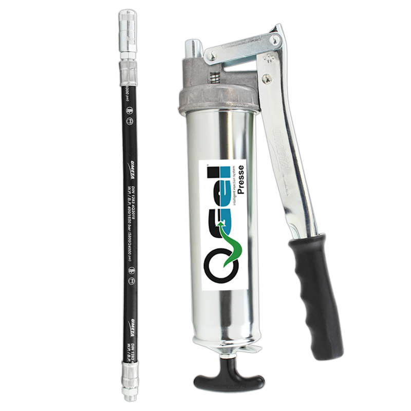 Handpresse metallisch mit Schlauch für Q-Gel